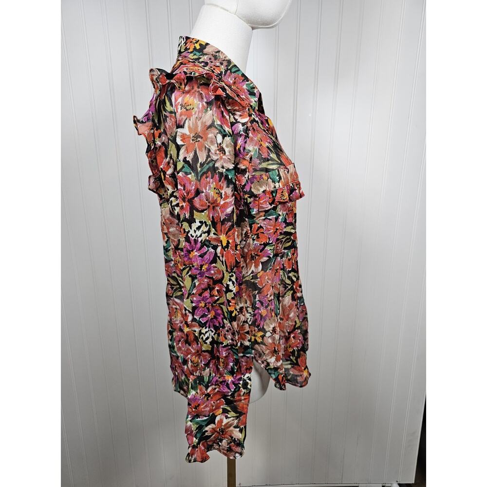 Misa Los Angeles Lorena Floral Blouse Women's Size XS Sheer Designer - Picture 3 of 6